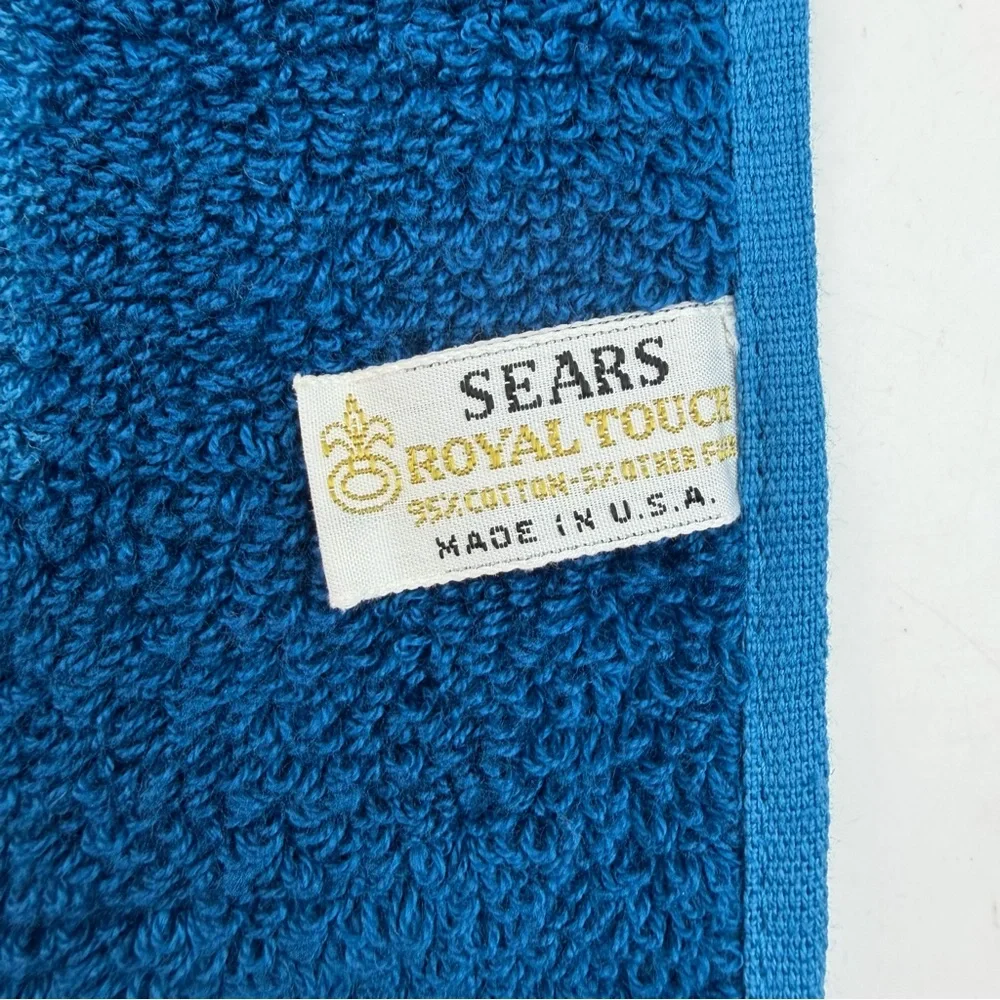 NEW Vintage Sears Royal Touch Floral Hand Towel Granny Core Blue Rose Fringe